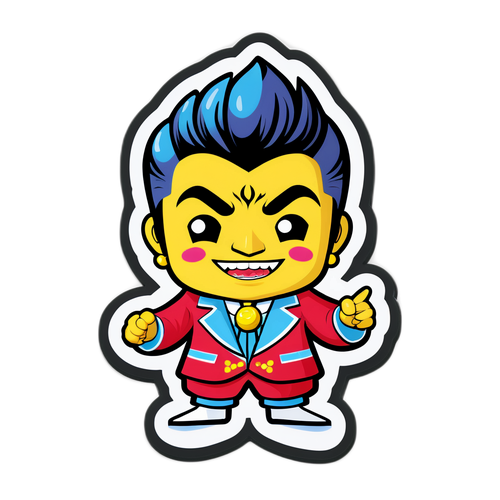 ピコ太郎のユーモラスなキャラクターのポップステッカー