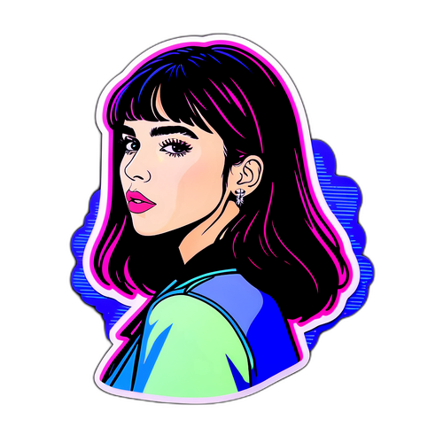 Minimalist Silhuet af Dua Lipa med Neon Lygter