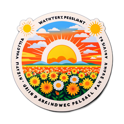 Дизайн с солнечным солнцем и цветочным полем