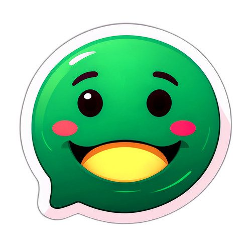 Speelse WhatsApp sticker met een grote groene emoji