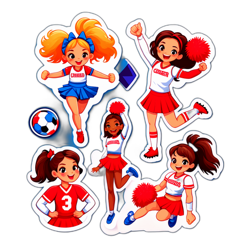 Aufkleber mit Cheerleadern in Aktion