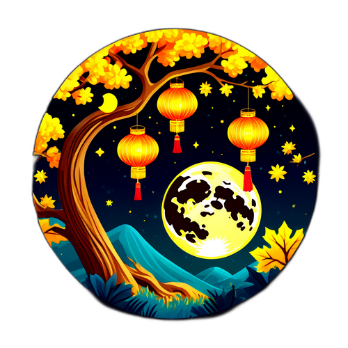 中秋节浪漫贴纸设计