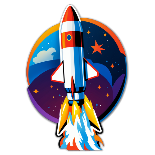 En elegant design av en raket som lyfter med SpaceX-logotypen