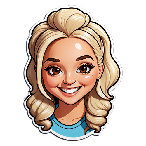 Schattige Cartoon Sticker van Amanda Bynes: Haar Handtekening en Glimlach Perfect Vangend!