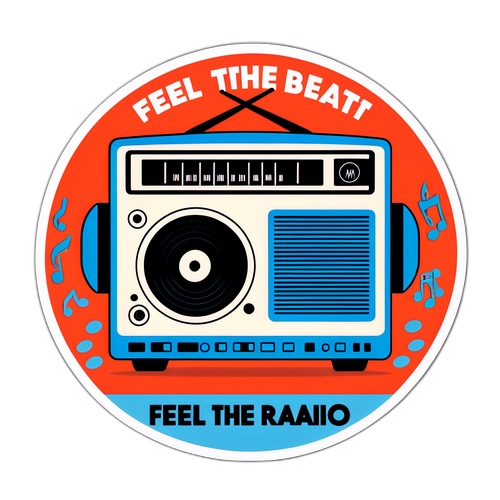 रे트्रो-शैली के XM रेडियो स्टिकर - 'फील द बीट'