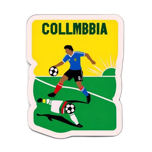 Stiker Pertandingan Sepak Bola Vintage Colombia vs Bolivia