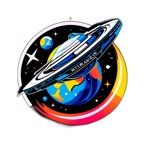 Futuristisk satellittklistremerke med Starlink-design
