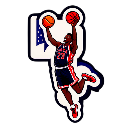 Adesivo de Jogador de Basquete em Salto