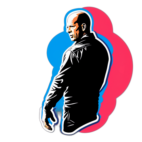 Minimalist klistermärke av Bruce Willis' silhuett