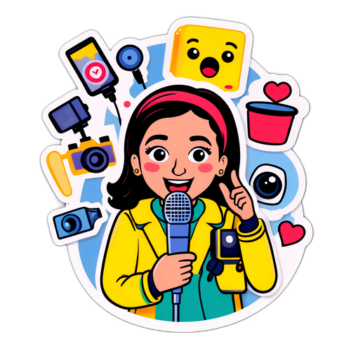 Adesivo di Alba Parietti con Simboli dei Media