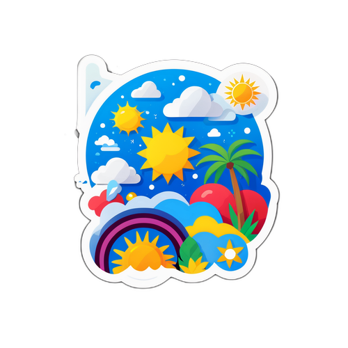 Makulay na Ulan at Araw Sticker