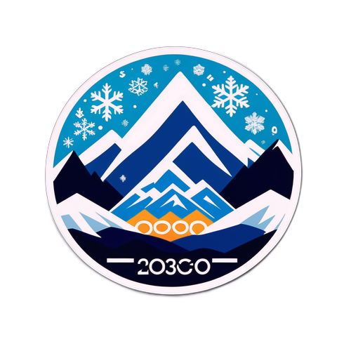 Desain Abstrak Gunung dan Salju dengan Kata 'Winter Olympics 2030'