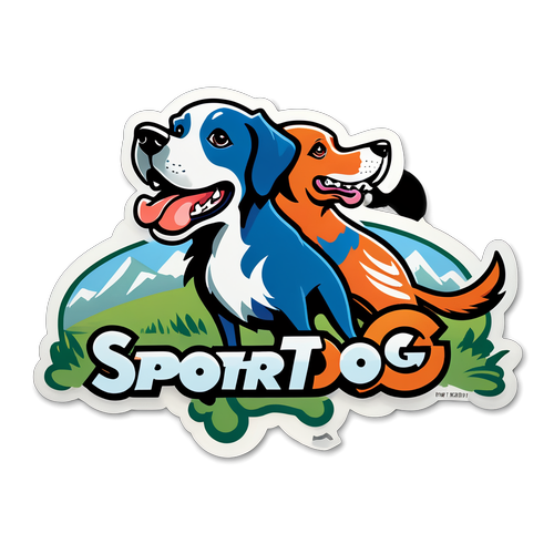 Αυτοκόλλητο με το λογότυπο Sportdog και σκύλους που παίζουν