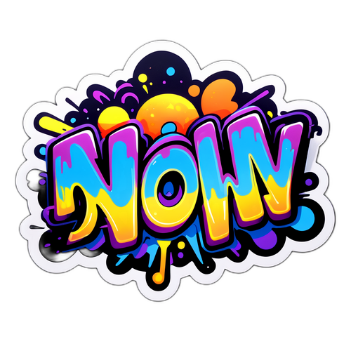 Stylisierte Glühschrift "Jetzt" im Graffiti-Stil