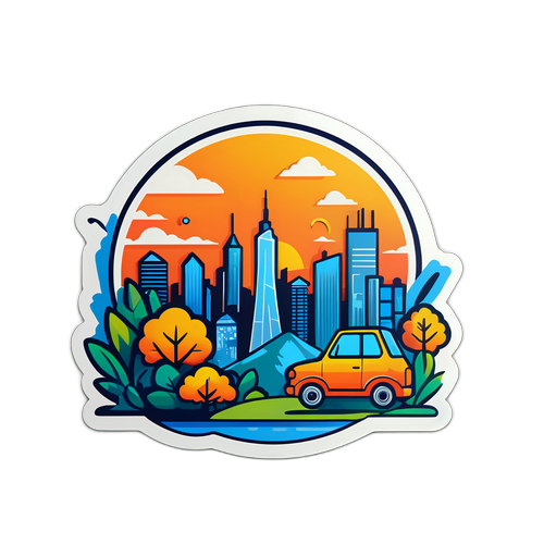 Sticker E Sure cu un peisaj urban