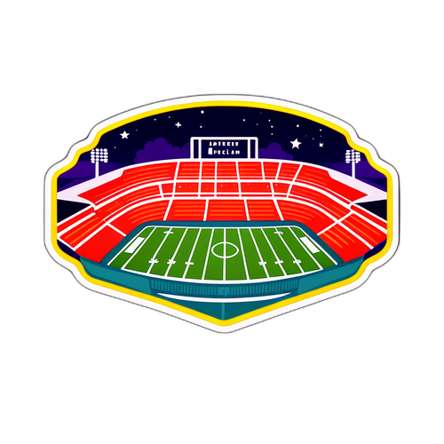 Retro Klistermärke av Fotbollsstadion på Natten