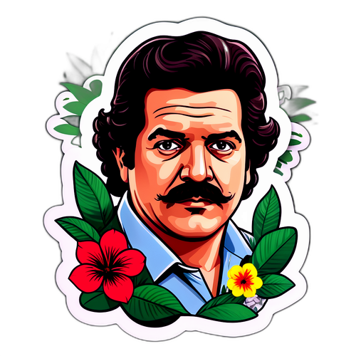 Portrait of Pablo Escobar with Colombian Flora