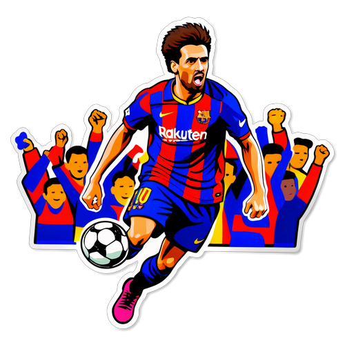 Representasi Kartun Pemain Barca Dribbling