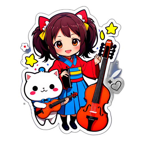 音楽を持つ「こっちのけんとうさよならエレジー」のキャラクターステッカー