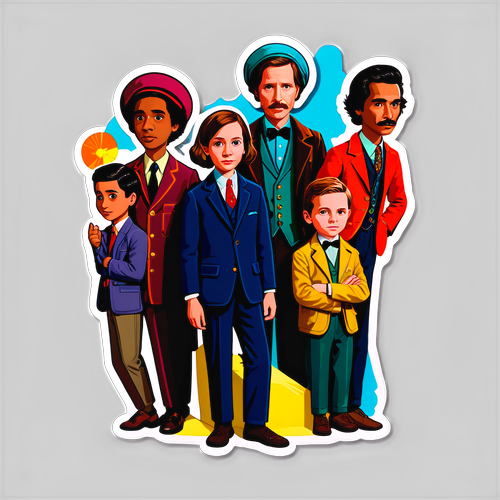 Sticker im künstlerischen Stil von Wes Anderson
