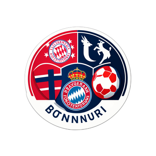 Jalkapallopallojen yhdistäminen Bayern ja Tottenham -kaupunkisymboleiden kanssa