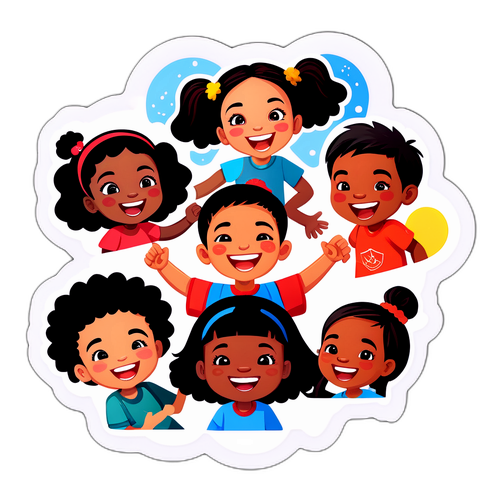Samolepka s dětmi různých etnických skupin