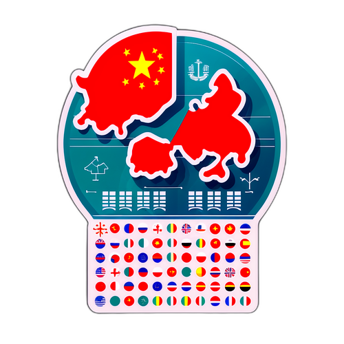 展示中国对外贸易增长的图表贴纸