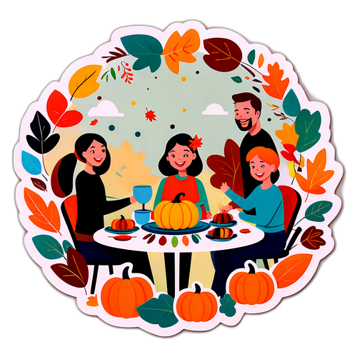 Wunderschöner Thanksgiving Grafik mit bunten Blättern