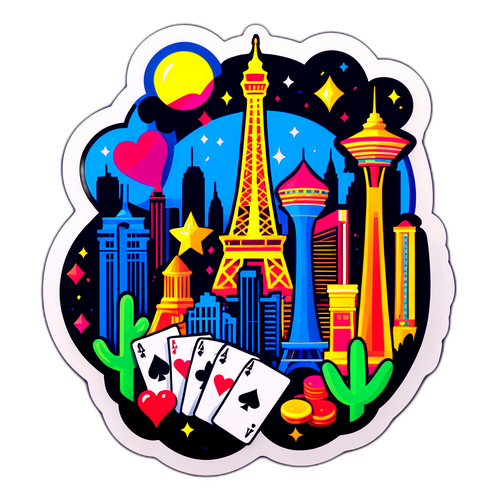 Wesoła naklejka inspirowana Las Vegas