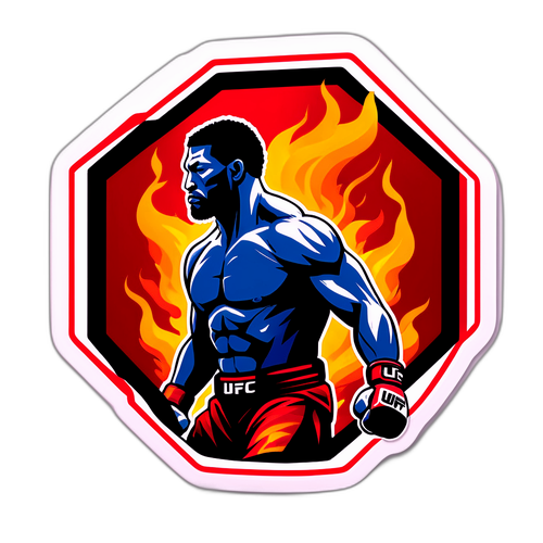 UFC Fighter Silhouette i Flammor