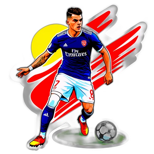 ग्रेनिट ज़haka का फुटबॉल एक्शन स्टिकर