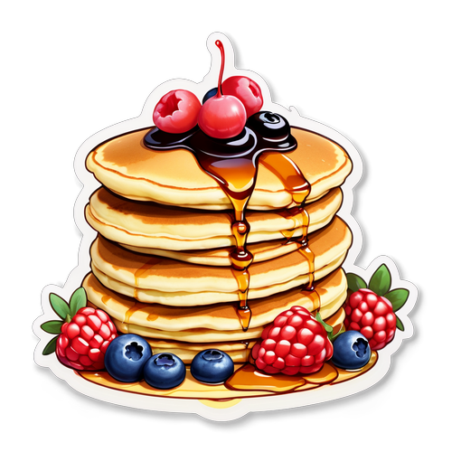 Fluffy Pancakes that Make Your Mouth Water: The Sticker Every Foodie Needs!