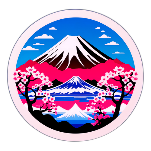 富士山と桜のシール