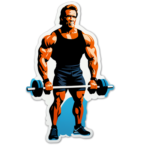 Motiverende klistermærke med silhouet af Arnold Schwarzenegger