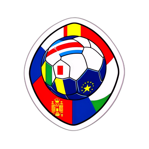 Sticker van een Europees vlag met een voetbal voor de kwalificatie van het WK 2026