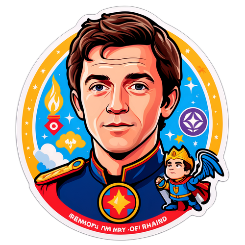 Portrait héroïque de Rory avec des icônes de ses réalisations