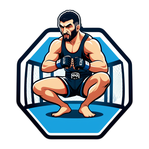 Sporty design af Merab Dvalishvili i grappling stilling