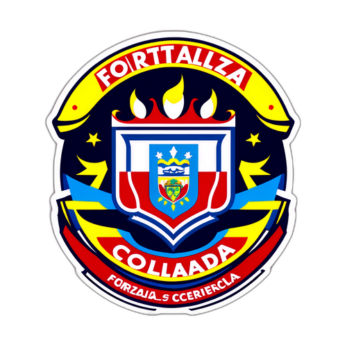 Calcomanía llena de energía con los escudos de Fortaleza y Once Caldas