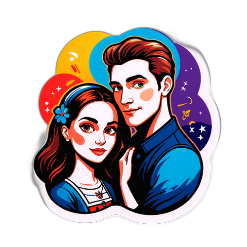 Samolepka představující uměleckou spolupráci Daniela a Ondřeje Brzobohatého