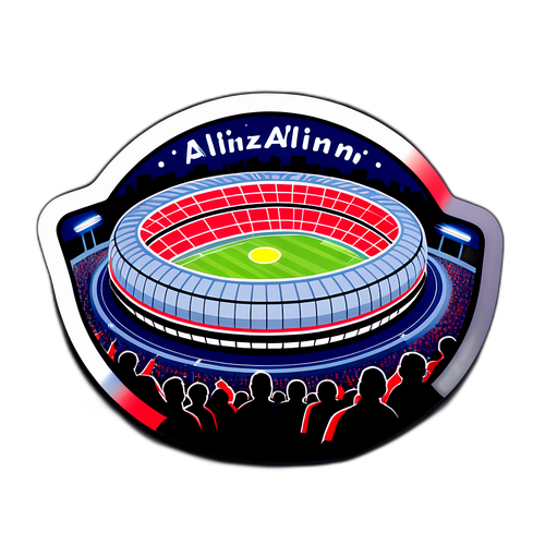 Leuchtende Nachtansicht der Allianz Arena