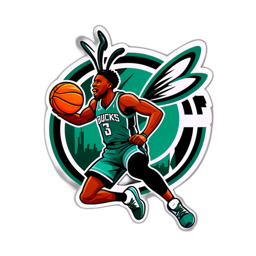 Vibrant na Sticker ng Hornets Logo at Bucks Player