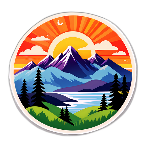 Fargerik landskapsklistremerke