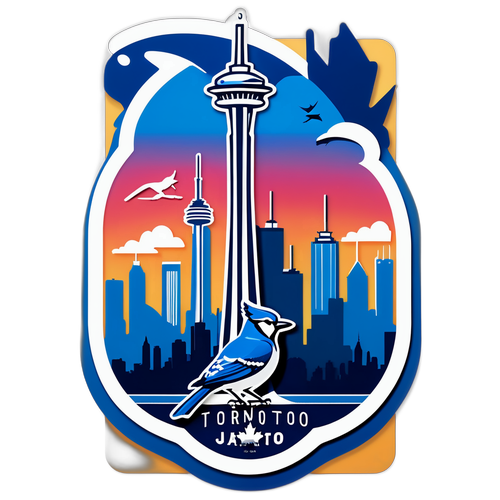 トロントの美しいスカイラインとブルージェイズのロゴを組み合わせたデザイン