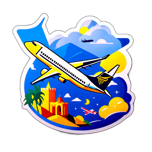 Αυτοκόλλητο για Ryanair με αεροσκάφος και δημοφιλείς προορισμούς