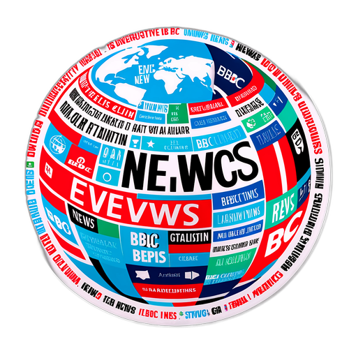 बीबीसी न्यूज़ के शीर्षकों के साथ एक गोलाकार कला