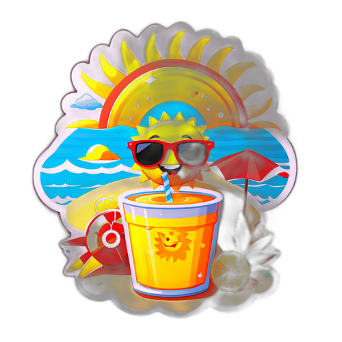 Sumisikat na Araw na may Salamin at Inumin sa Buhangin