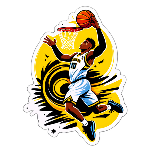 Dynamic Basketball Slam Dunk Sticker