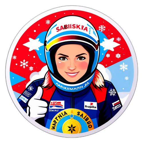 Samolepka Martina Sáblíkové v závodním postoji