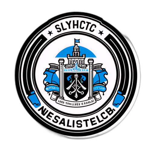 Navrhovaná nálepka pro Newcastle s historickými symboly města a stylizovaným klubovým logem