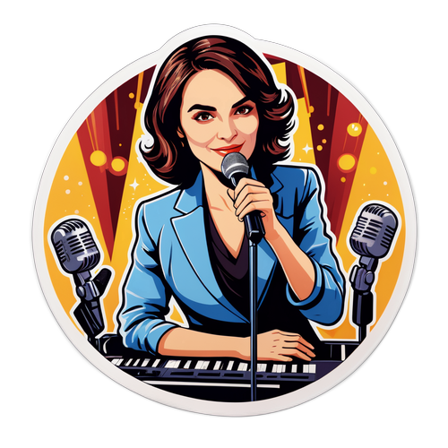 Наклейка с Еленой Север на сцене